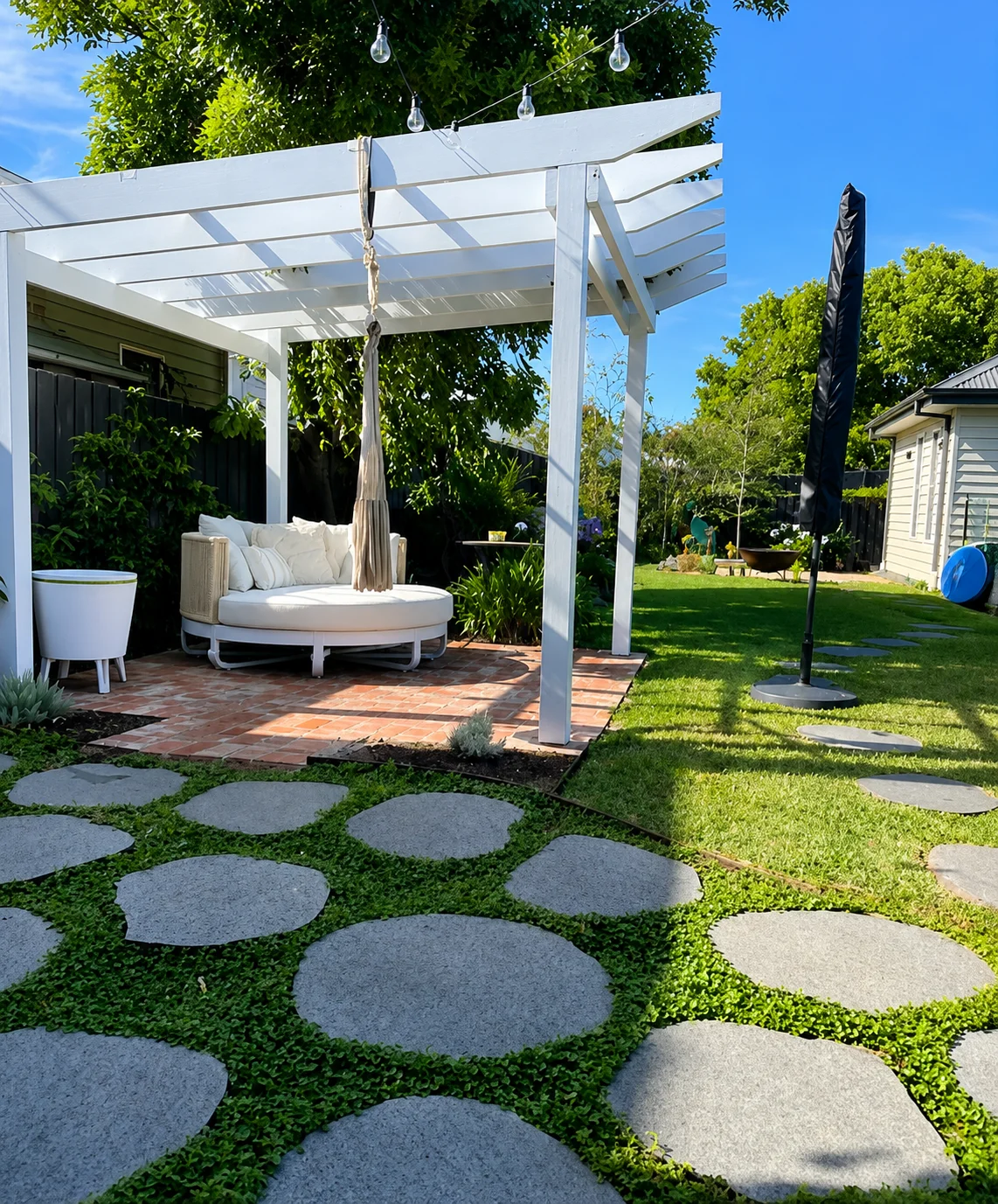Outdoor entertaining area with pergola